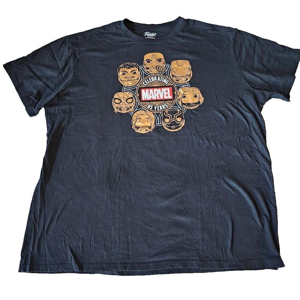 Funko Marvel 85 Years Anniversary Mens Black Graphic T-Shirt 3XL Hulk Spider-Man